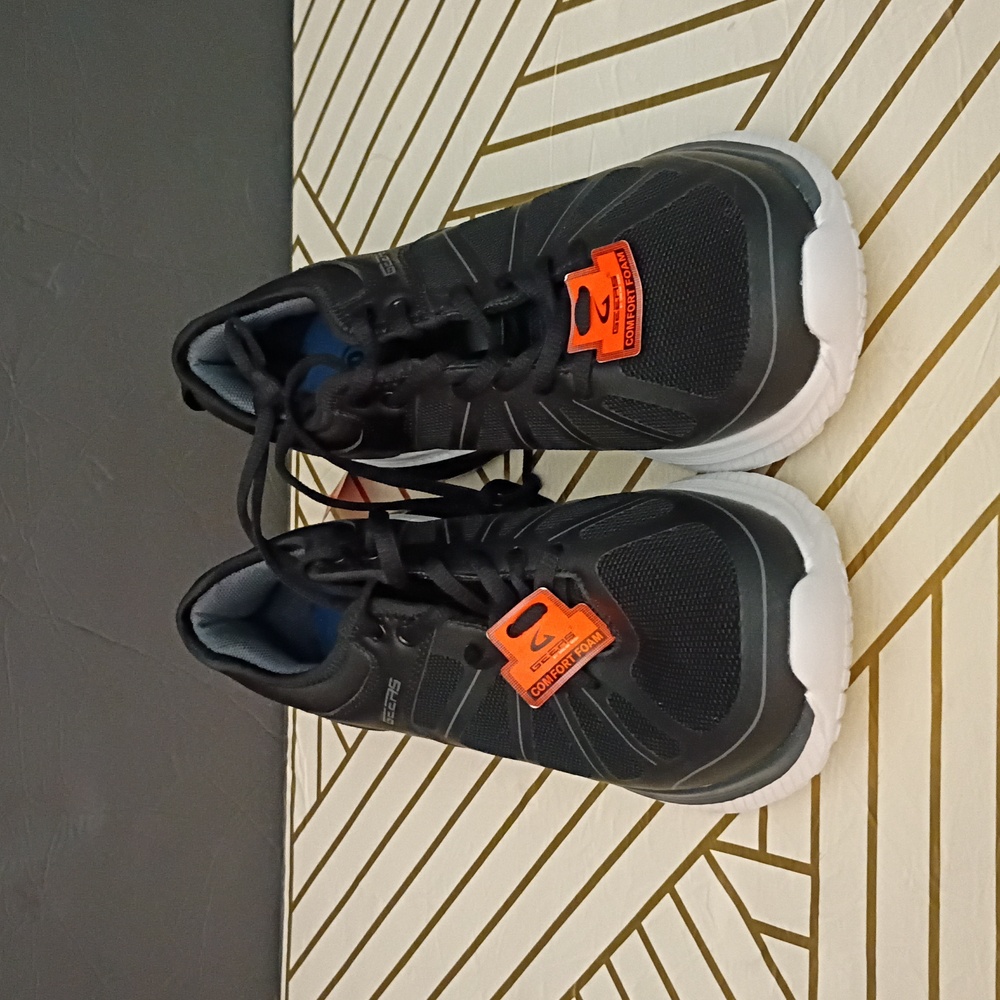 Men's Black Athletic Shoes with White Accents